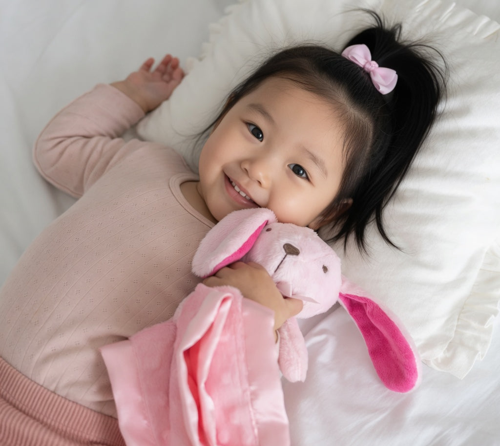 Pink Bunny Lovey Blanket | Baby Shower Gift | SweetPea PlushAura