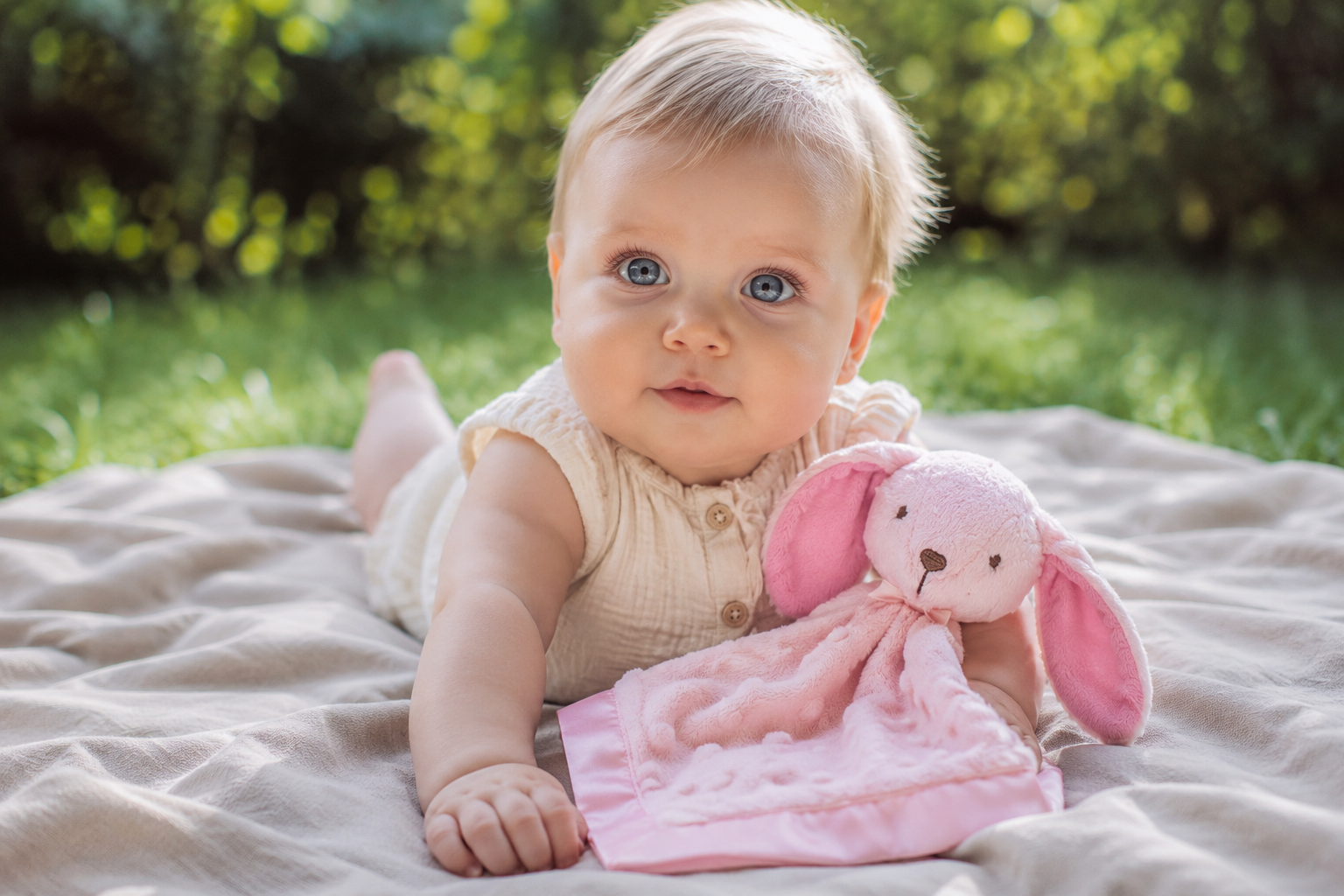 Pink Bunny Lovey Blanket | Baby Shower Gift | SweetPea PlushAura
