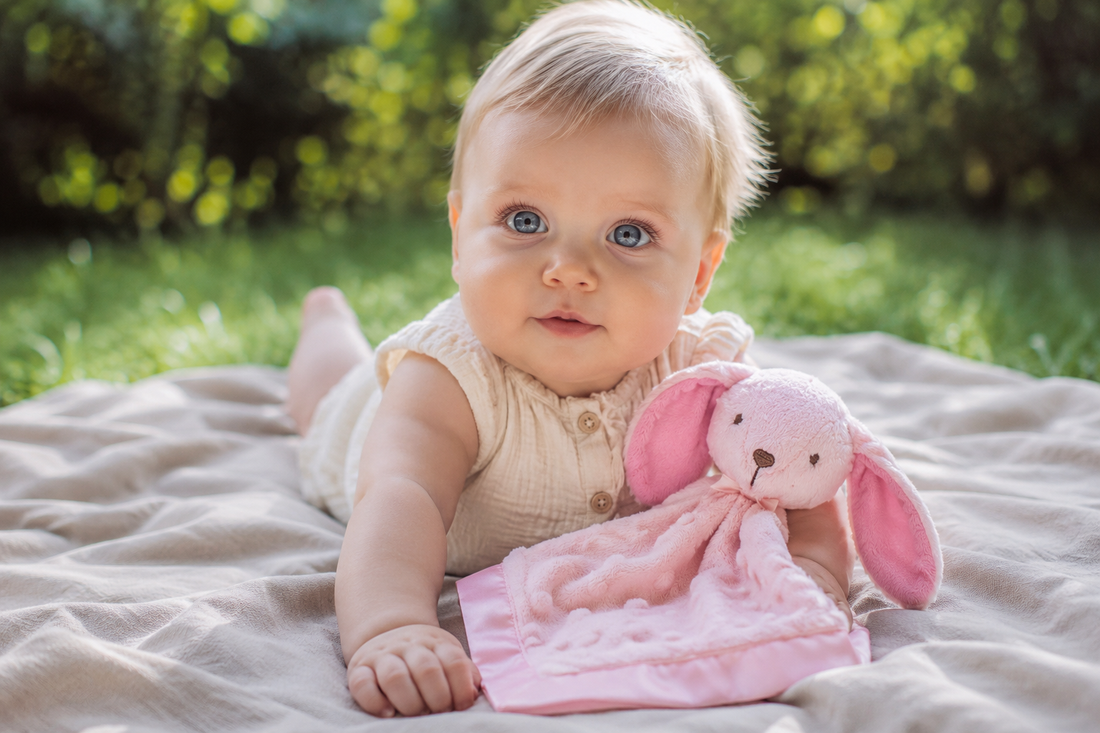 Pink Bunny Lovey Blanket | Baby Shower Gift | SweetPea PlushAura