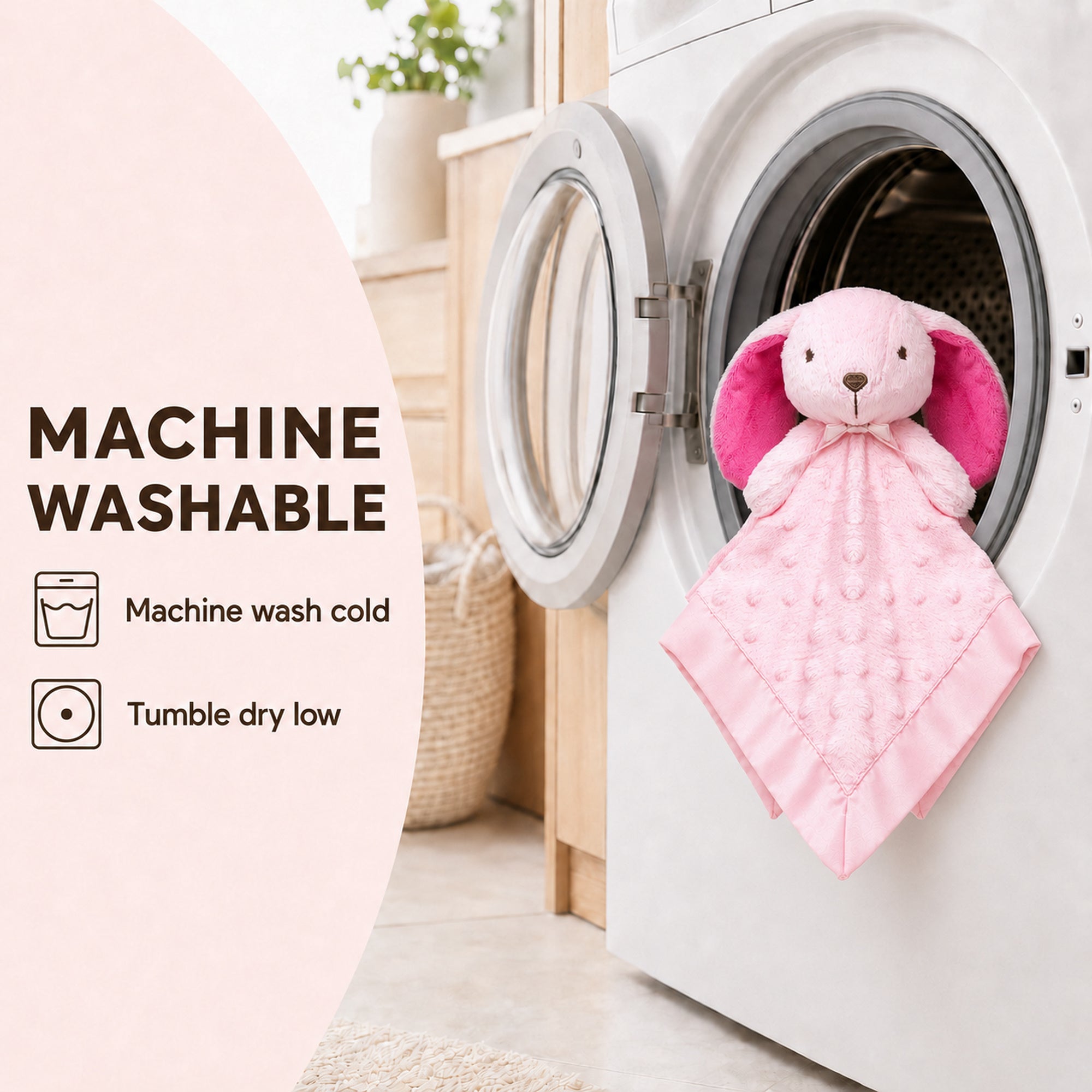 Pink Bunny Lovey Blanket | OEKO-TEX® STANDARD 100 certified fabric | Baby Shower Gift | SweetPea Universe PlushAura