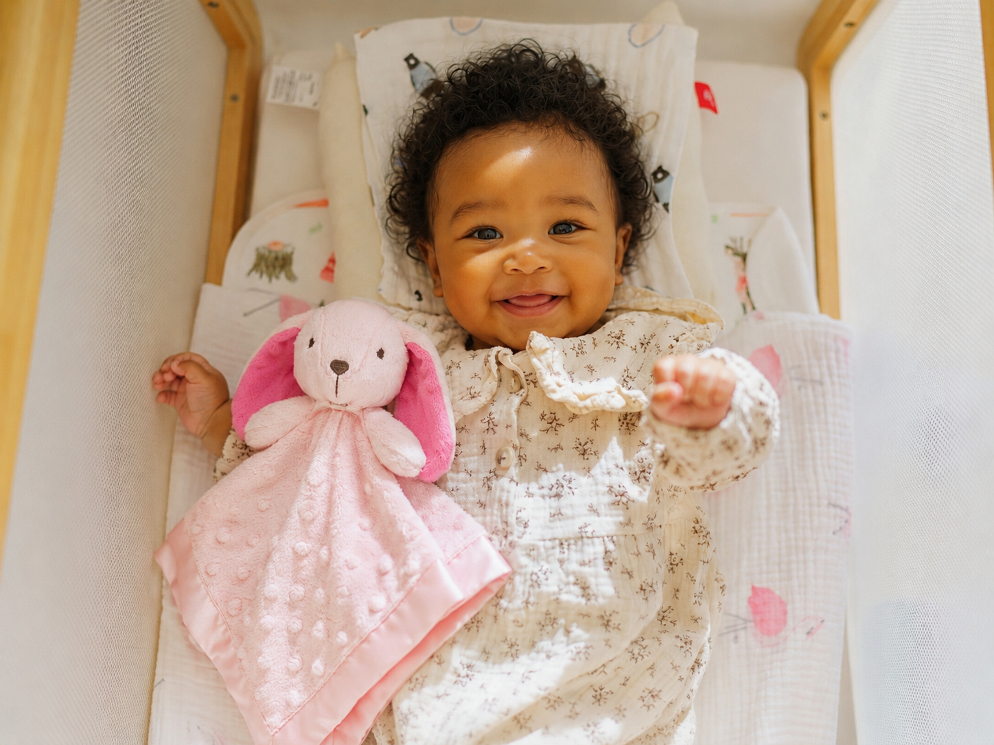 Pink Bunny Lovey Blanket | Baby Shower Gift | SweetPea PlushAura