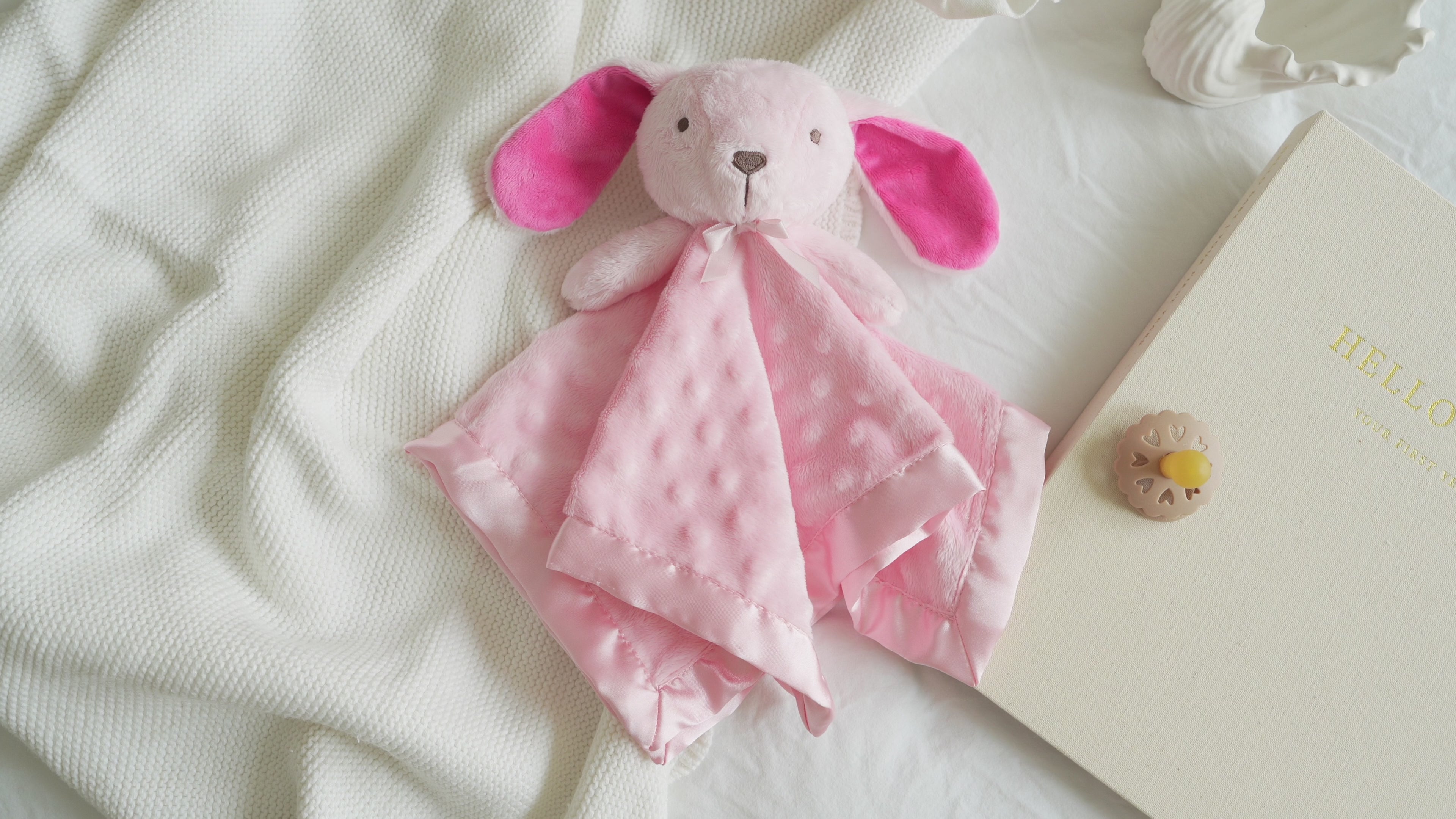 Pink Bunny Lovey Blanket | OEKO-TEX® STANDARD 100 certified fabric | Baby Shower Gift | SweetPea Universe PlushAura