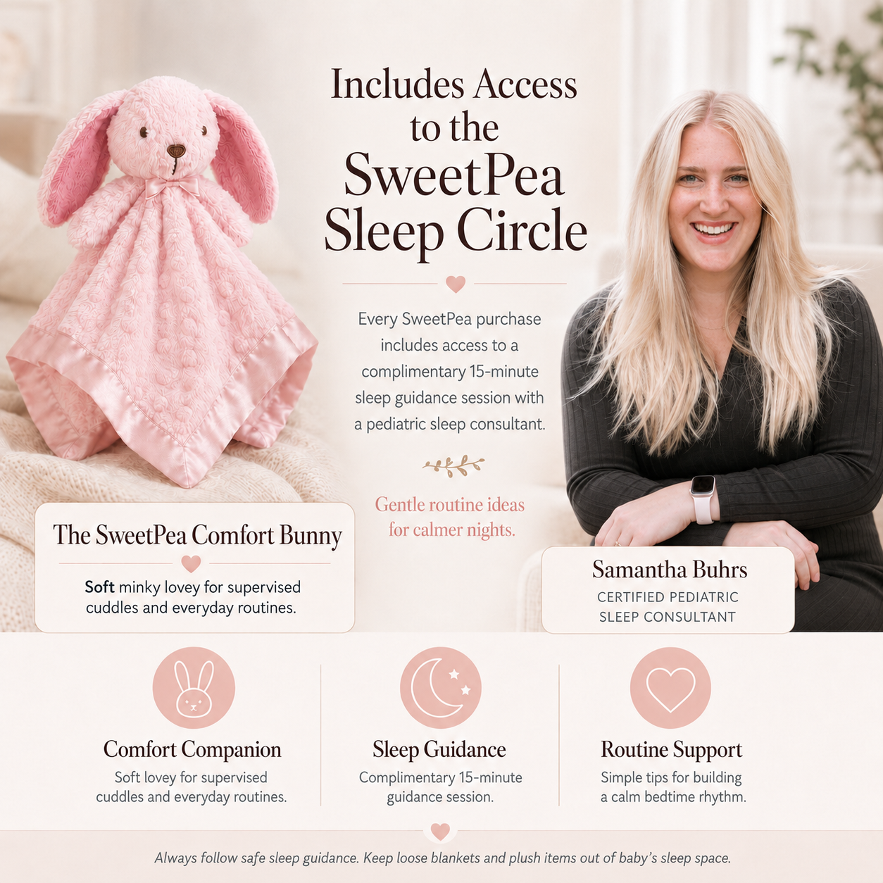 Pink Bunny Lovey Blanket | Baby Shower Gift | SweetPea PlushAura